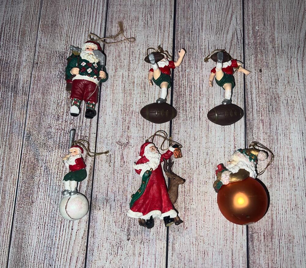 Lot of 6x Hallmark Ornaments Sports SANTA CLAUS Ornament Hockey Golf